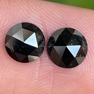 1.42 CT 6.0 MM Black Diamond Round Rose cut Diamond Natural Loose Diamond Round Shape Diamond 2 Piece For Diamond Jewelry Making R10702