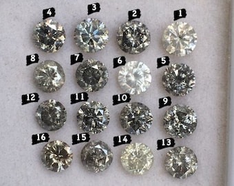 4.6 to 5.0 MM Natural Round Brilliant cut Diamond Silver Grey Color Round Shape Loose Diamond Round cut Salt and Pepper Diamond R9781