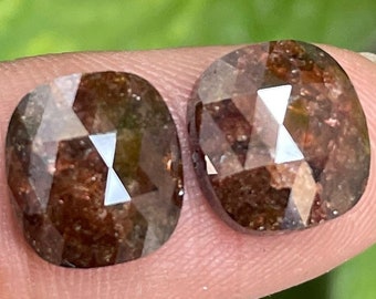 9.51 CT 10.5 X 9.5 MM Natural Loose Diamond Oval cut Diamond Red/Brown color Oval Shape Rose cut Diamond Pair For Diamond Earrings R10795