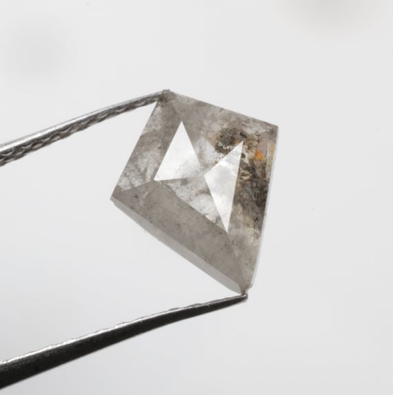 0.87 CT 8.8 X 7.2 MM Kite Shape Natural Diamond, Salt and Pepper