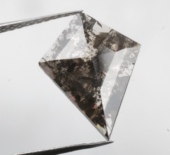 1.62 CT 13.3 X 10.1 MM Natural Loose Diamond Kite Shape Diamond Black color Salt and Pepper Kite Diamond For Unique Engagement Ring R10393