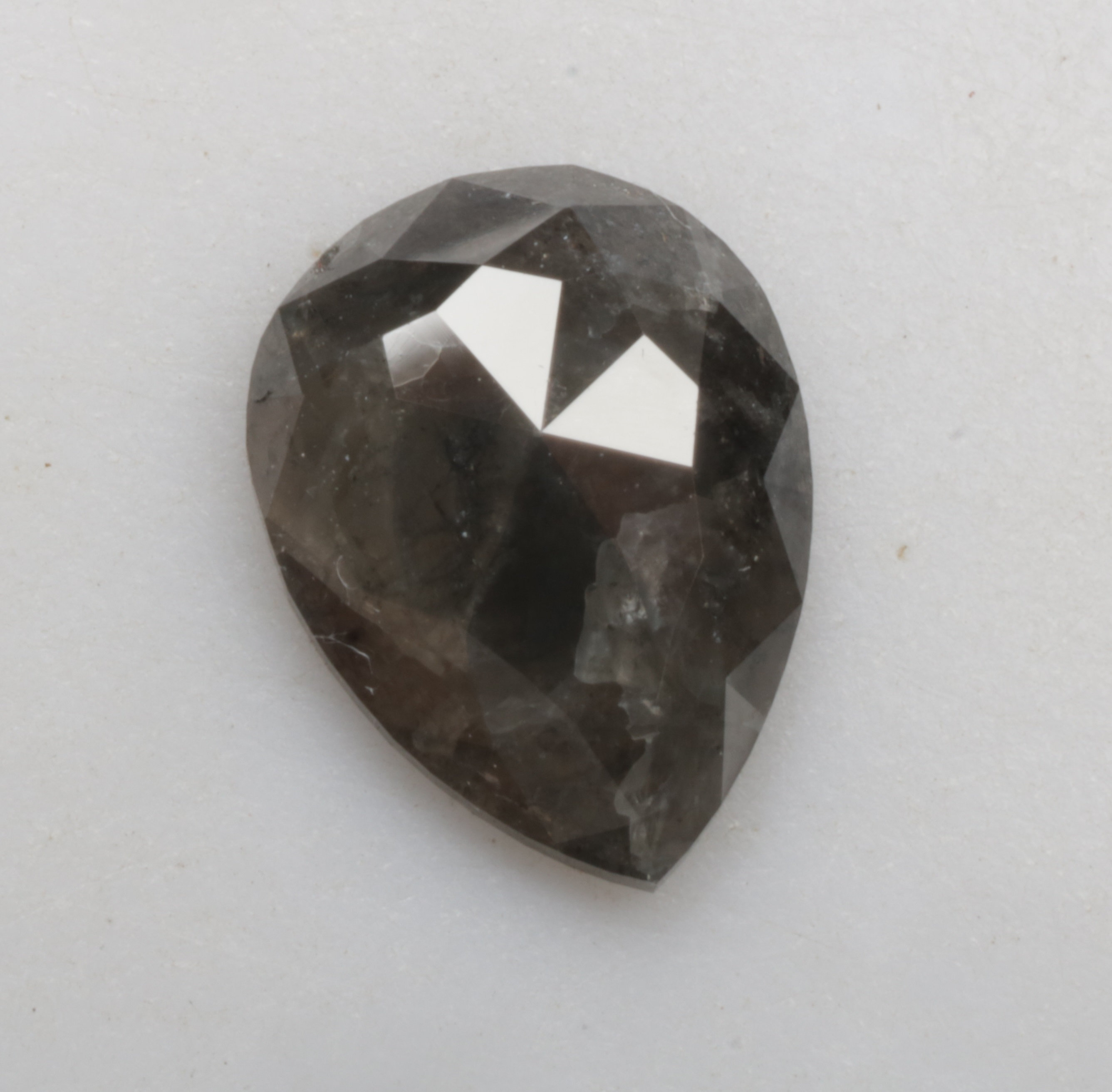 1.98 CT 10.5 X 7.9 MM Natural Loose Pear cut Diamond, Grey Black color Pear Shape Rosecut Diamond, For Salt and Pepper Diamond Ring, R11322