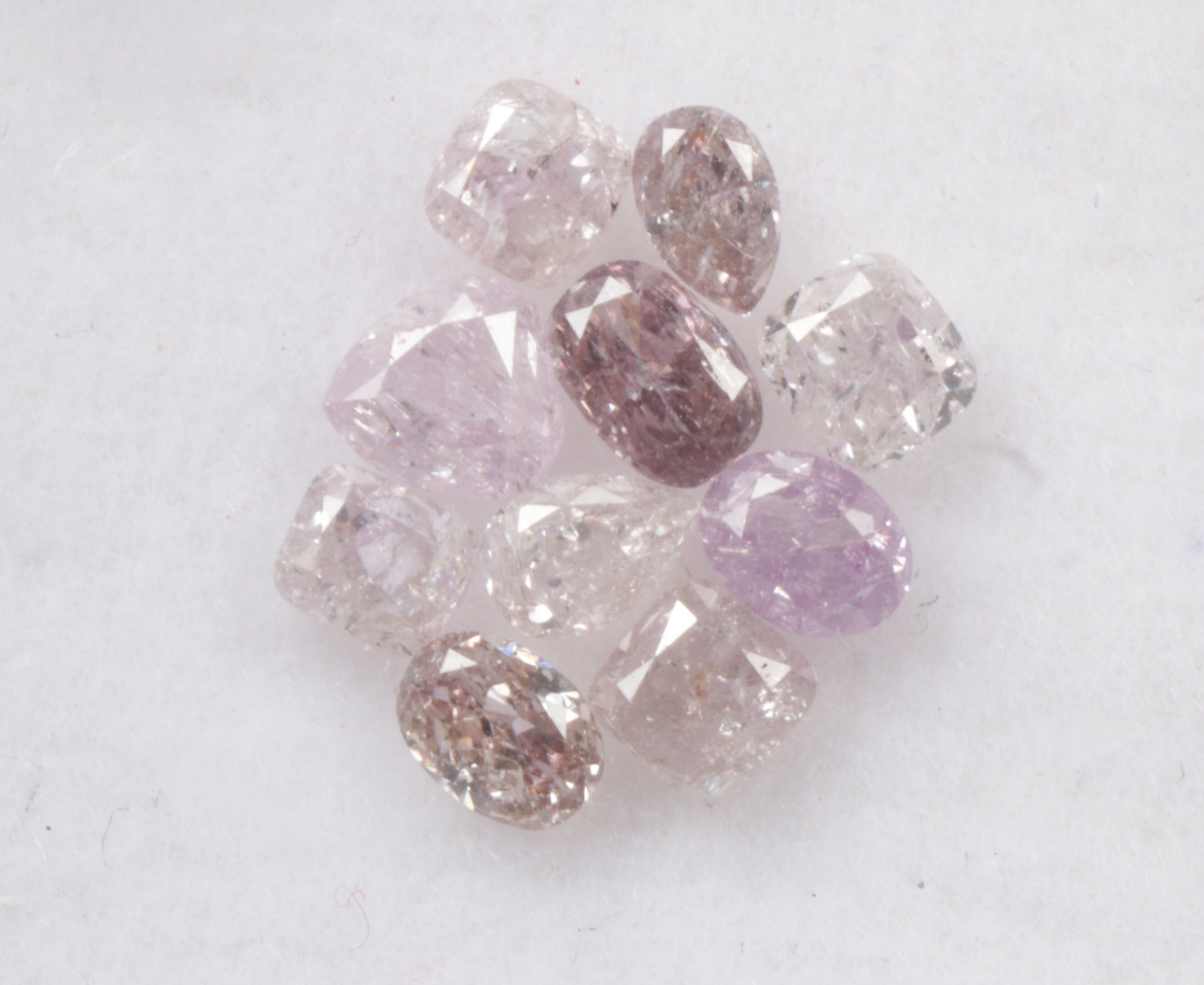0.89 CT 3.0 X 3.2 MM to 2.9 X 1.8 MM Natural Fancy Color Diamond, Pear/Oval Shape Pink Diamond, Loose Fancy Diamond, 10 pcs, R10870
