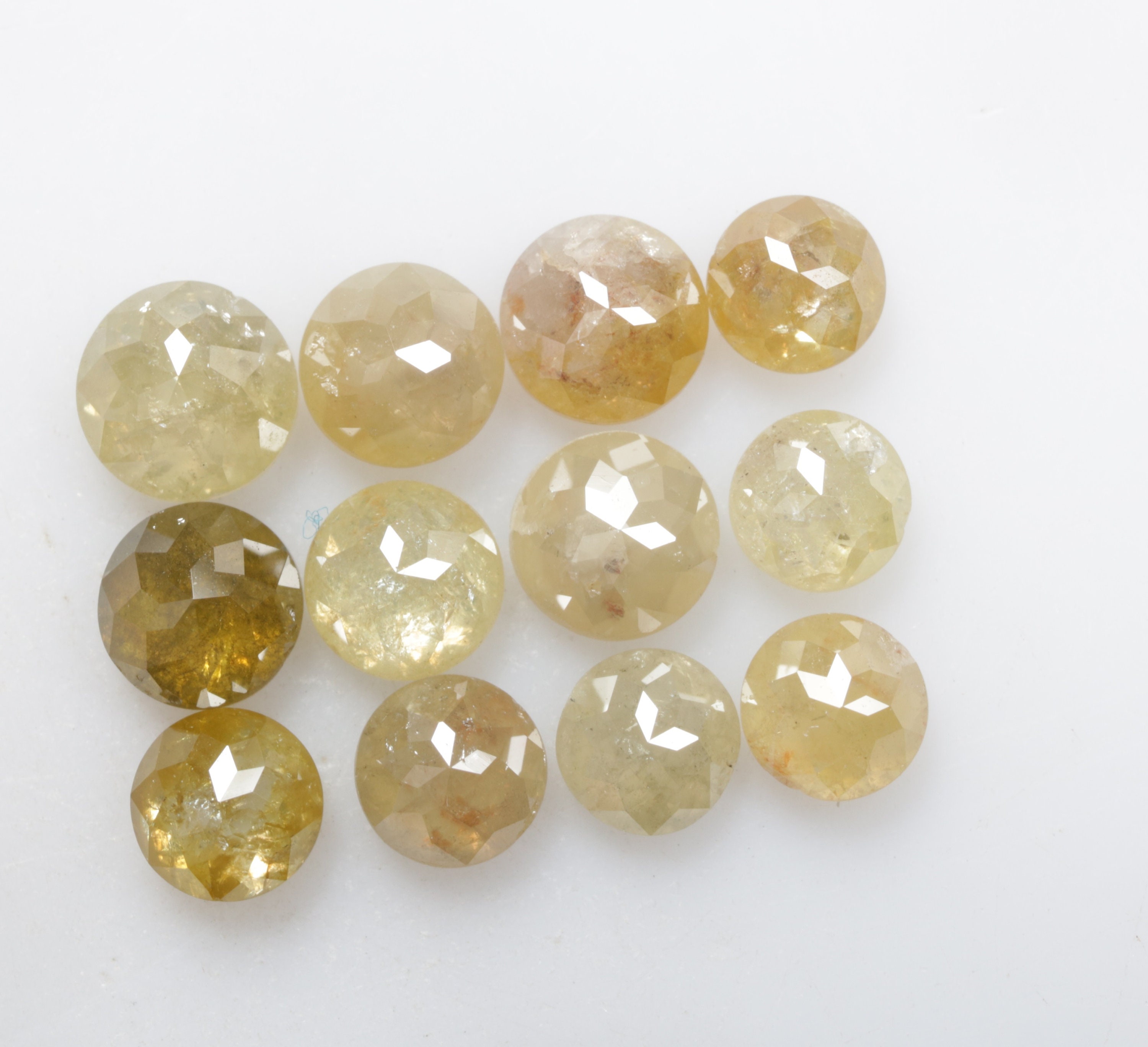 2.40 CT 3.1 to 3.9 MM Natural Round Rose Cut Diamond Yellow Shade