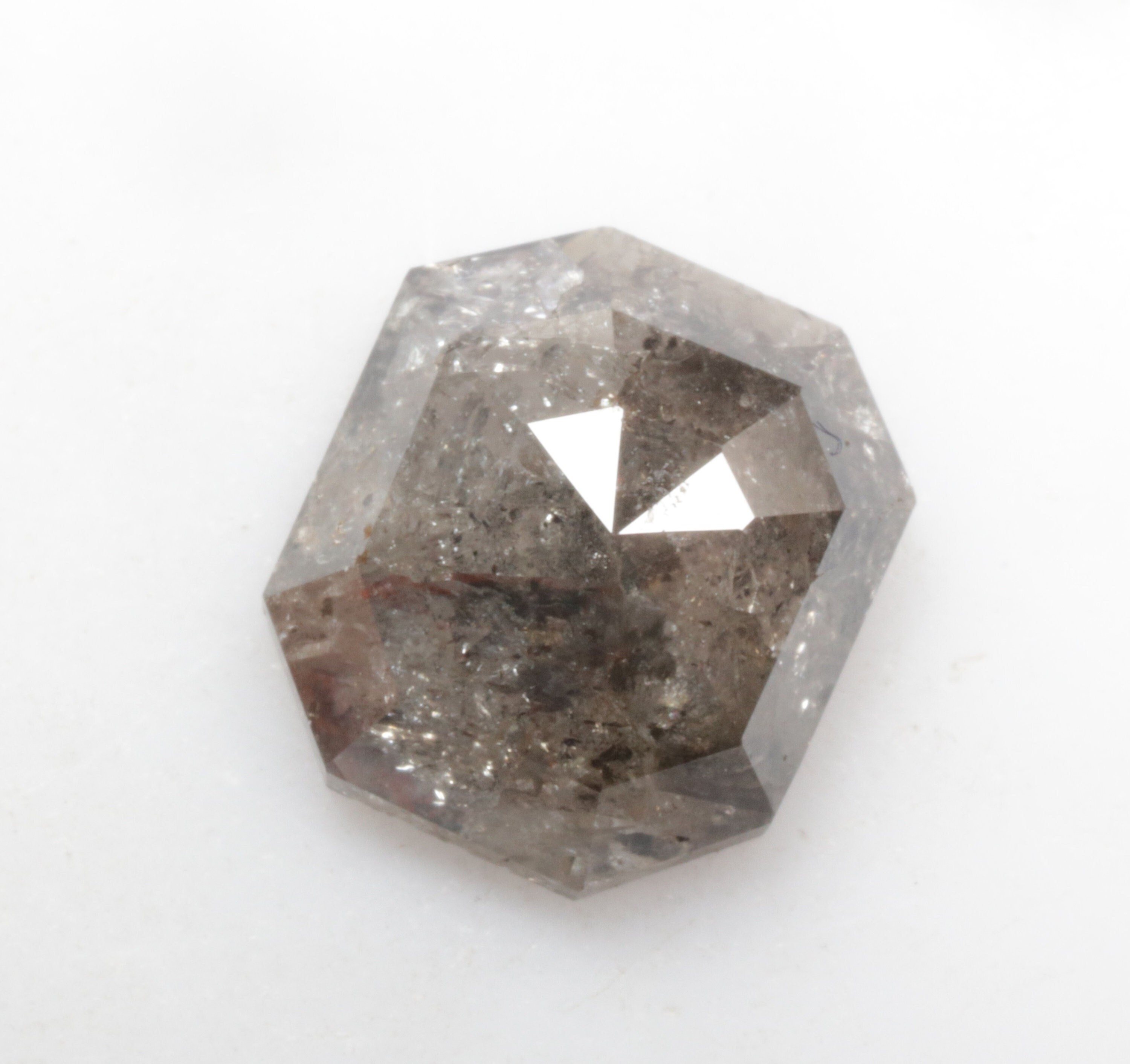 2.06 CT 8.5 X 7.5 MM 天然ルースダイヤモンド、エメラルドカットダイヤモンド、グレー/ブラックカラーソルトアンドペッパーエメラルドダイヤモンド、エメラルドリング用 R8673