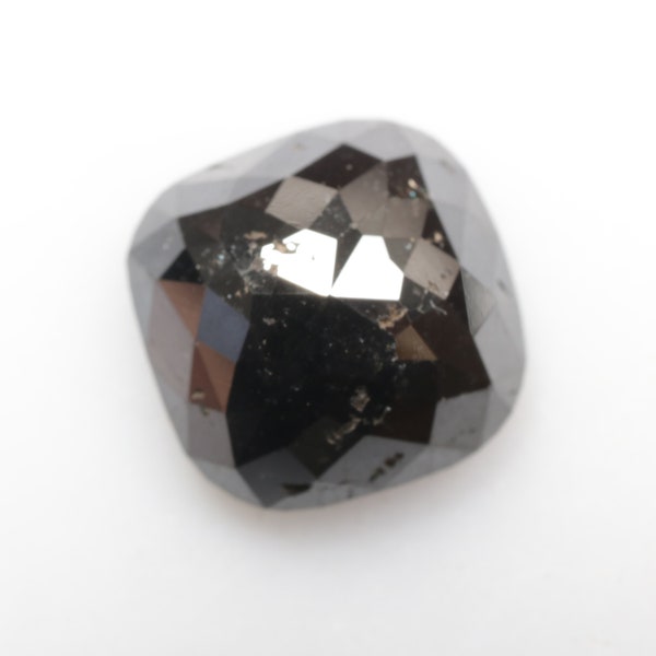 2.86 CT 8.6 X 8.4 MM Black Cushion Diamond, Black color Cushion cut Black Diamond, Treated Black color Cushion R3502