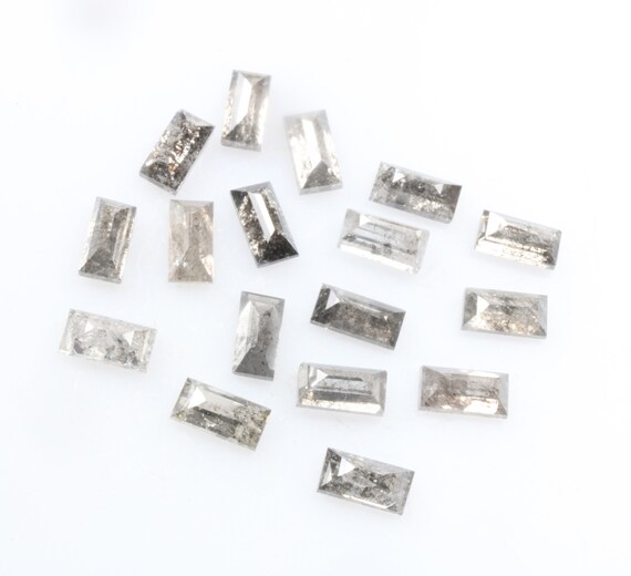 4 Diamants Bruts Sel Et Poivre 5x2,5 Mm Forme Baguette - 1 Carat Total | Afrique Du Sud