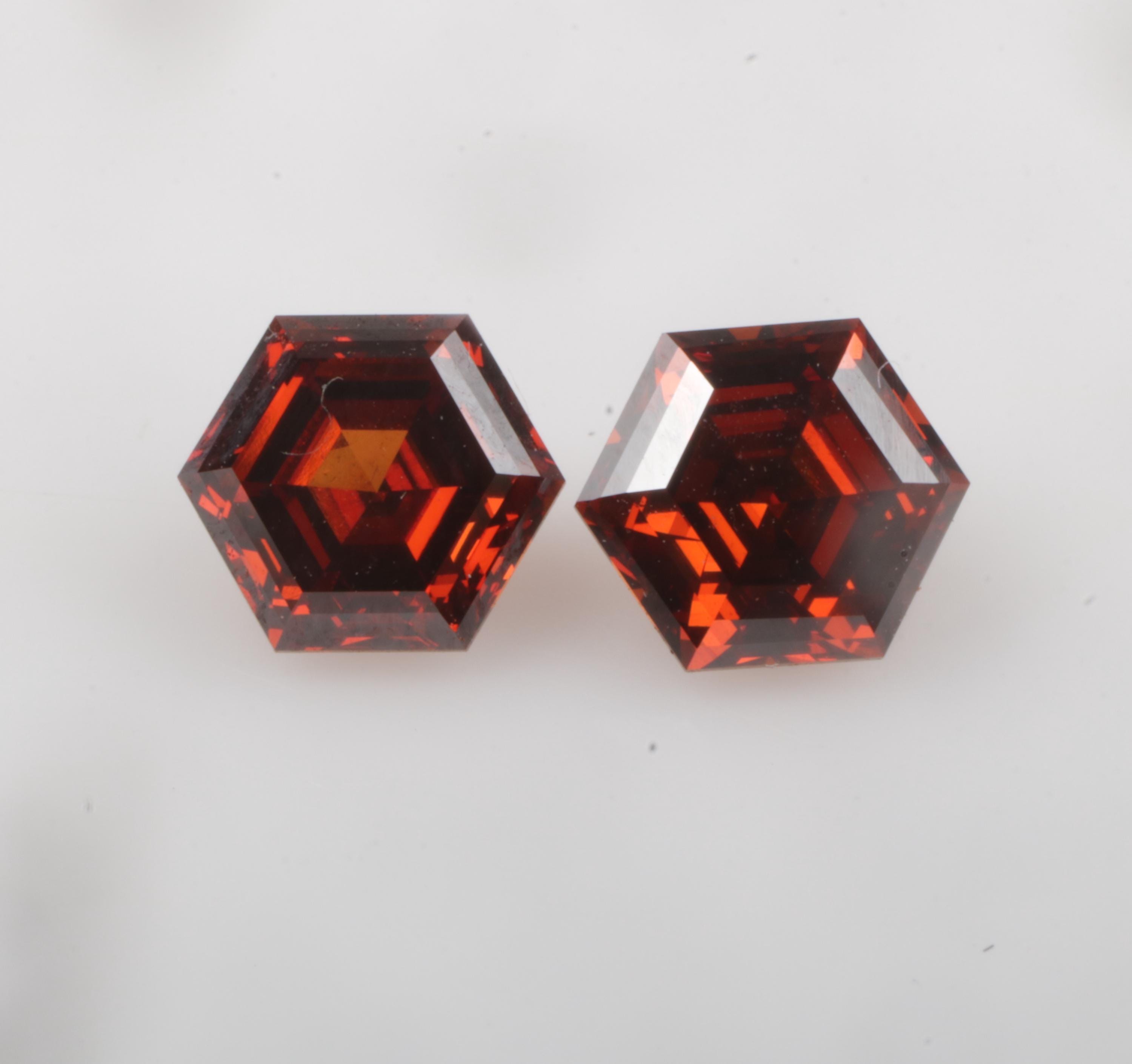 1.62 CT 6.3 X 5.5 MM Red Hexagon Cut Lab Grown Diamond, Red Color