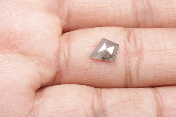 0.87 CT 8.8 X 7.2 MM Kite Shape Natural Diamond, Salt and Pepper