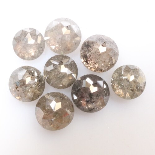 2.36 ct 4.1 mm shops To 3.5 mm Natural Loose Diamond Salt and Pepper fancy Black color Round Rose cut 11pcs Diamond D659