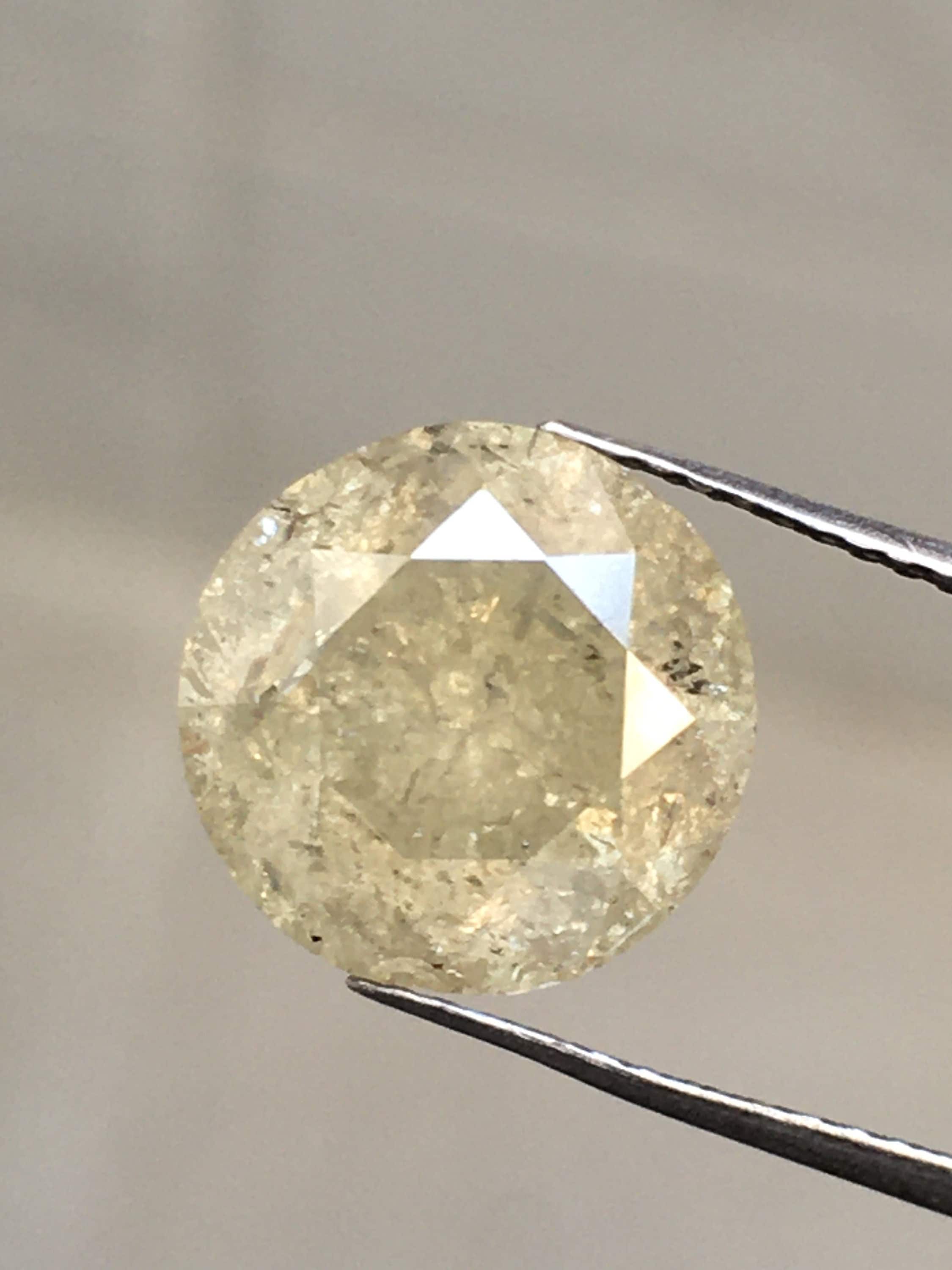 4.23 CT 9.7 MM Natural Round Brilliant cut Diamond, Loose Round Shape Diamond, Salt and Pepper Yellow color For Engagement Ring Gift R9067