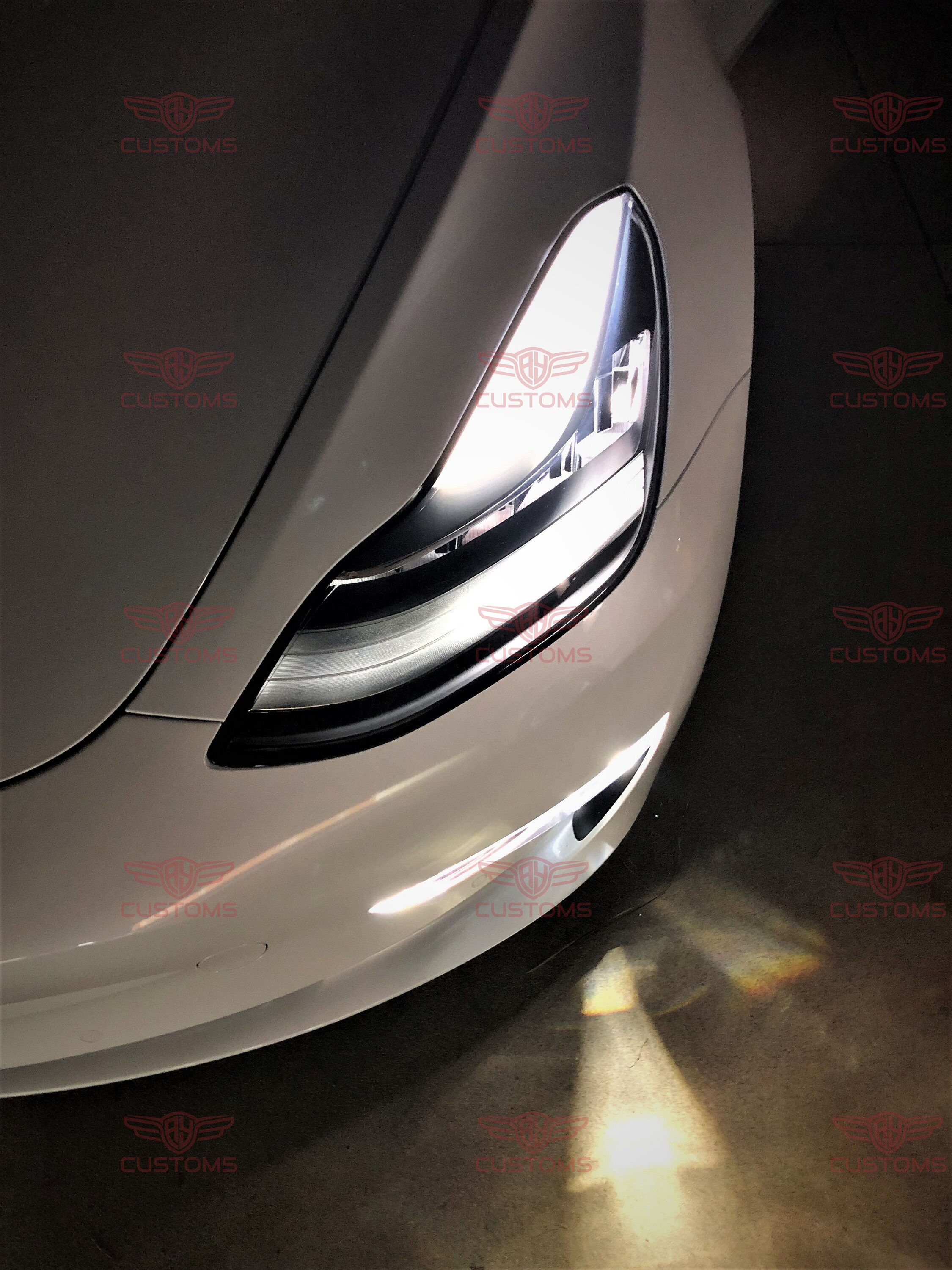 Tesla Model 3 Black Gloss Smoked Headlight Eyebrow Tint Film Etsy