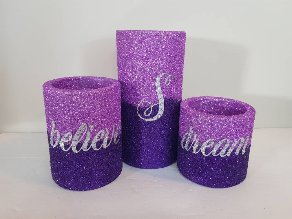 Glitter Candle Set of 3. Etsy