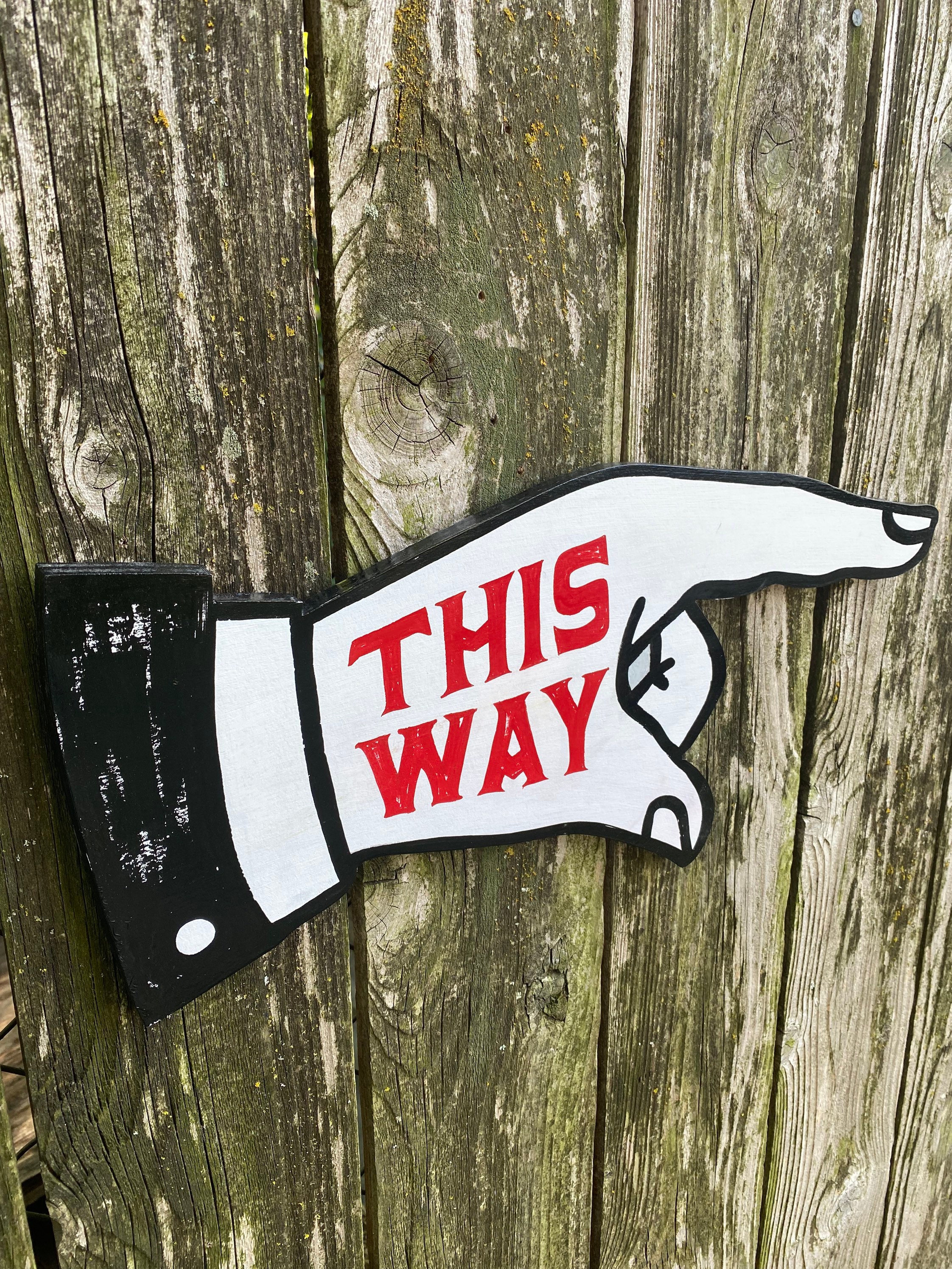 Hand Painted Pointing Finger Sign, Vintage Style Wayfinding Decor - Etsy