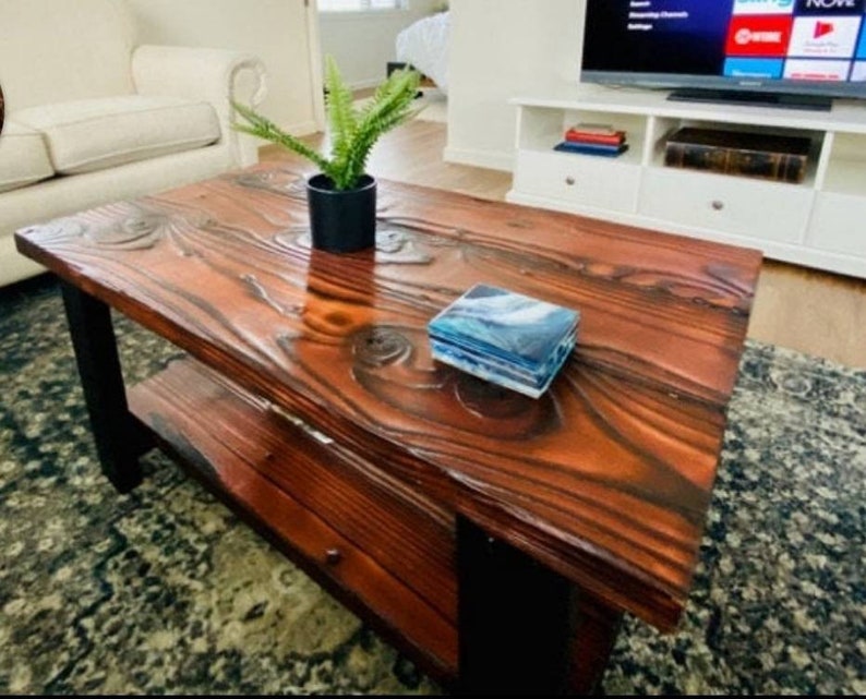 Gorgeous Handmade Custom Shou Sugi Ban Coffee Table | Etsy