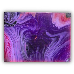 オリジナルの抽象アクリル絵の具流し込み流体アートワーク「エイリアン」