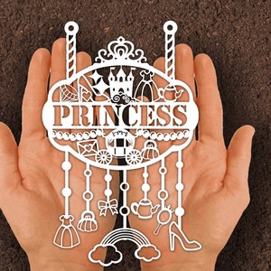 Papercut | Princess | Fairy | Castle | Frame| Cut file | handcutting | Cricut |Birthday | Card | Svg | Dxf | Pdf | Eps | Commercial use