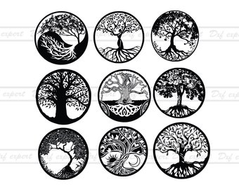 Árbol en espiral SVG: Clipart de árbol genealógico, archivo de corte de silueta (descarga digital)