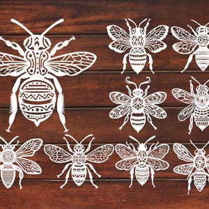 Bij, bij papercut handgesneden, bijenvlieg, honingraat, verjaardagscadeau, svg, dxf, kinderen decoratie svg, papier gesneden svg, lasersnijden svg