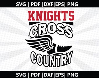 Knights Track and Field Shoe SVG - Winged Runner Design - Cross Country Cut Files - Team Spirit Mascot SVG - Digital Download