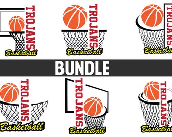 Custom Basketball Trojans SVG | Basketball Mom PNG | School Spirit Cut File | Game Day Gift | Digital Download