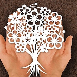 Wedding Flower Paper Cut: Love Birds, Floral SVG DXF (Digital Download)