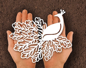 Peacock Paper Cut: Rainbow Bird Handcutting (Digital Download)