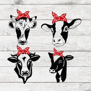Cow Svg ,cow Bandana Svg,farm Animal Svg,cow Cut File, Cow With Flower ...