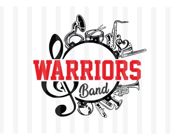 Warriors SVG, marching band svg, Warriors band svg, high school band, team spirit svg,  svg cut file, svg cricut, png,music note,Drumer svg