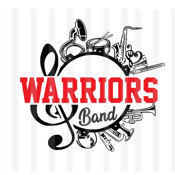 Krieger SVG, Marschband Svg, Warriors Band Svg, High School Band, TeamGeist Svg, Svg geschnitten Datei, Svg Cricut, Png, Musik Note, Drumer Svg