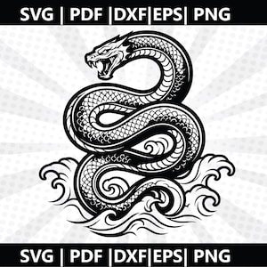 Sea Serpent Coiling Monster Silhouette SVG, Sea, Serpent, Coiling PNG, Shirt Cut File, Cricut, Silhouette, Digital Download