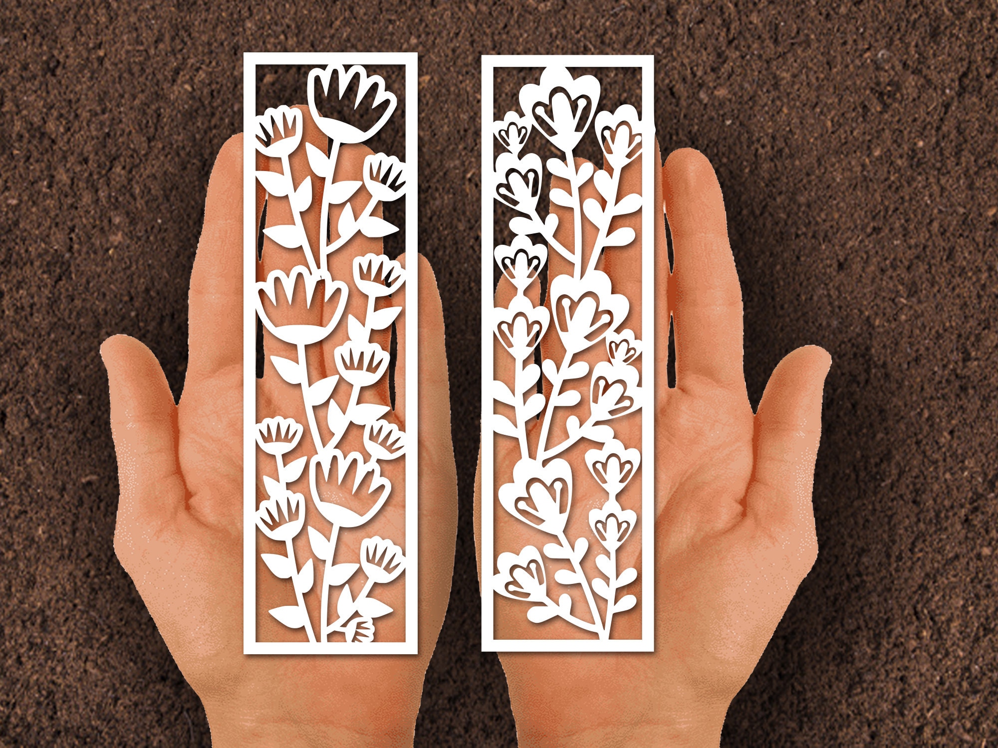 SVG / PDF Papercut Template Flower Bookmark Flower Cut Etsy