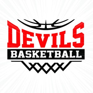 Devils baloncesto Svg Dxf eps Net Descargar archivo Silhouette Studio Hoop Digital Vinyl Cut File Cricut Devils svg Basketball svg