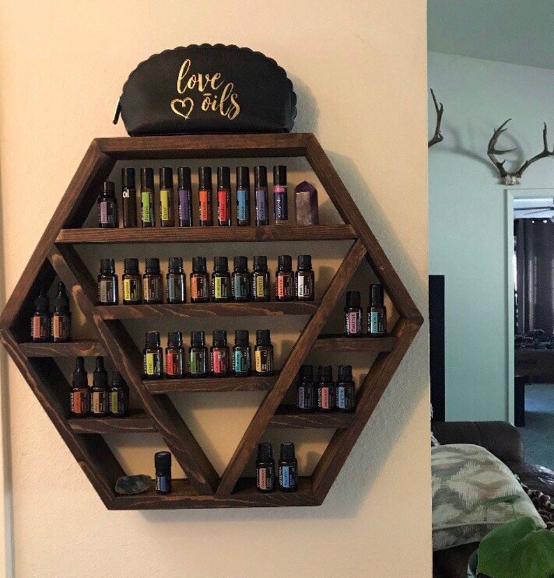 Large Crystal display shelf large hexagon shelf essential oil Etsy