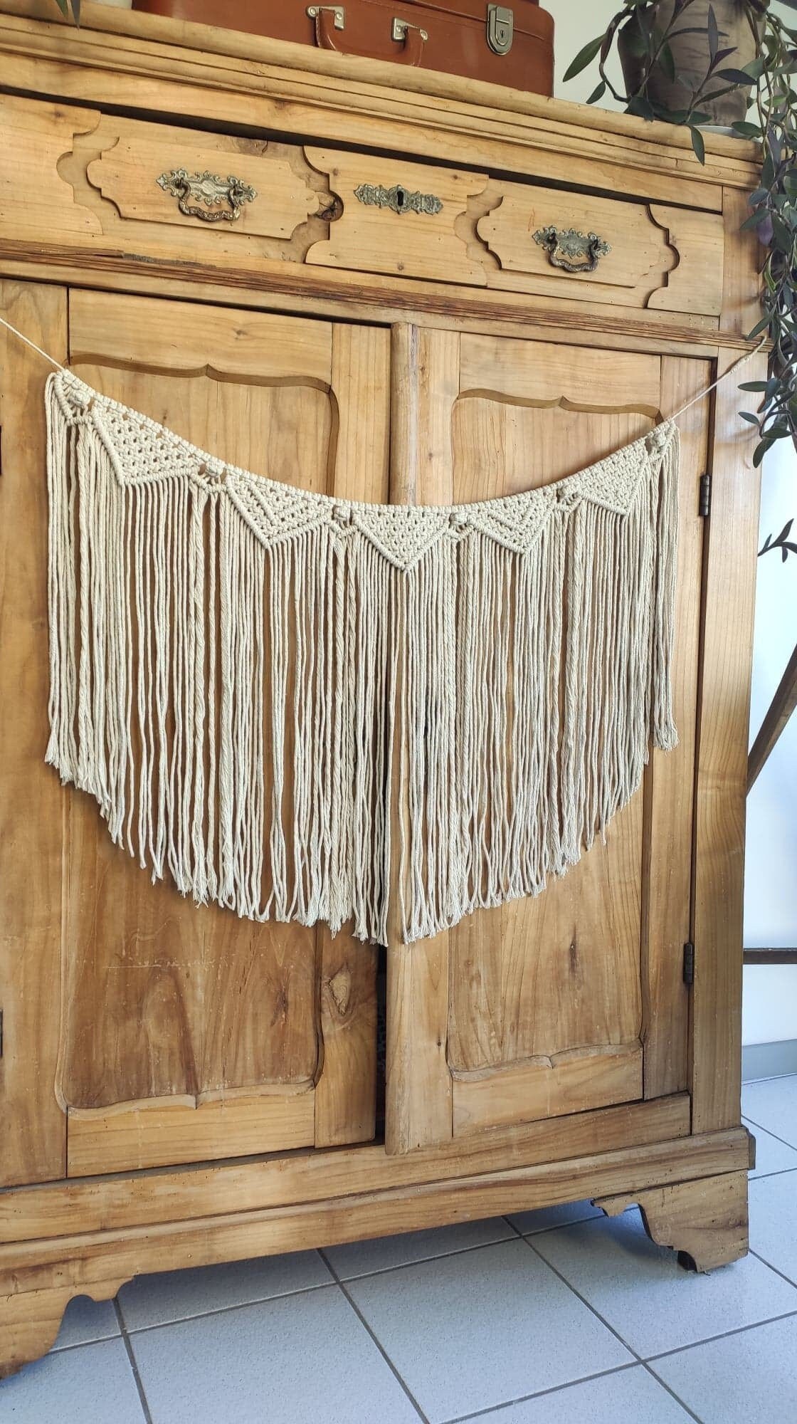 Guirlande de Fanions en Macramé Beige