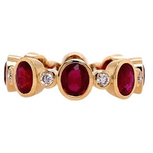 Dyed Ruby Milestone Eternity Rings, 925 Solid Silver, Wedding Rings, Ruby Stacking Bands, Anniversary Gifts, Handcrafted Multi Stone Bands