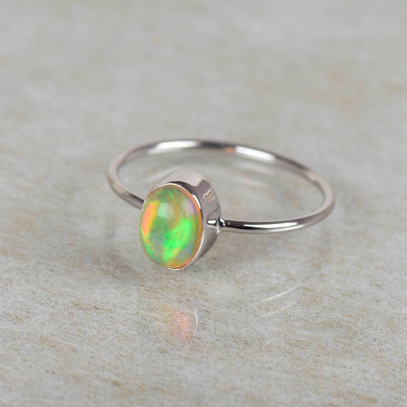 Oval Fire Opal Ring Dainty Opal Ring 925 Silver Delicate Etsy UK