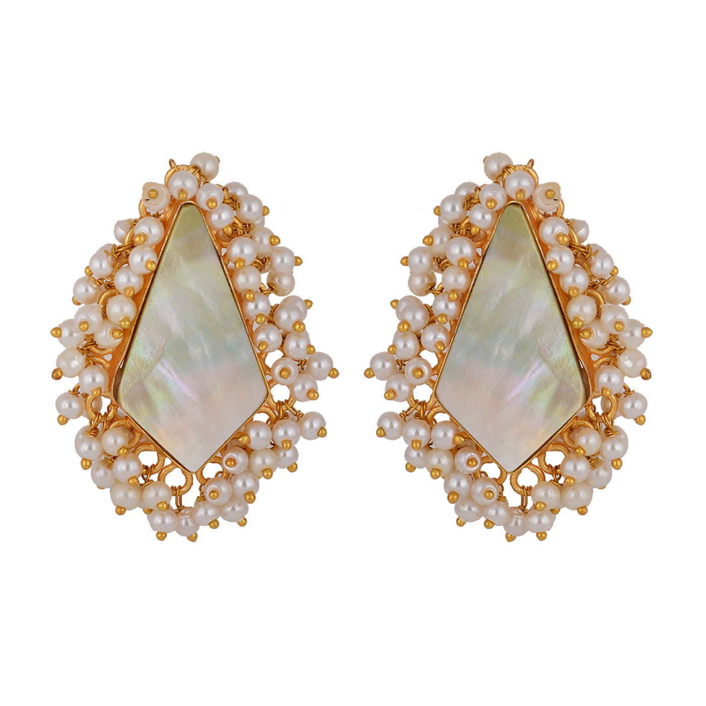 Unique Kite Stud Earings, 18kt Gold Polished Earring, Kite Shaped Flat