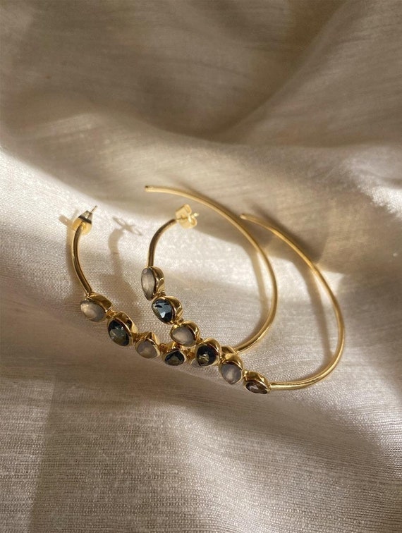 Stone studded hoop earrings online