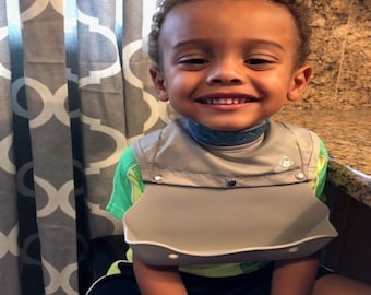 Soft High Neck Eco-Friendly Baby Bib!  BPA, Latex, Lead Free w/100% Food Grade Silicone Cup for Babies, Toddlers and Kids!