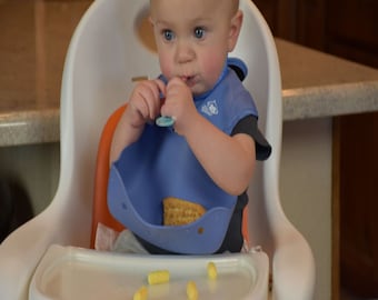 Soft High Neck Eco-Friendly Baby Bib! BPA, Latex, Lead Free w/100% Food Grade Silicone Cup for Babies, Toddlers and Kids!