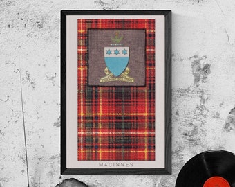 MacInnes Clan Tartan and Coat of Arms Vintage Poster (Digital Download)