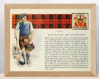 Clan MacNicol ou Clan Nicolson vintage Poster