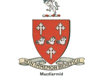 Macdiarmid Scottish Clan 1906 Vintage Coat of Arms Image (Digital Download)