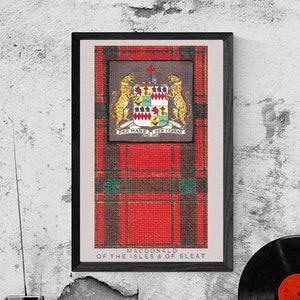 Clan MacDonald of Sleat Tartan and Coat of Arms Vintage Poster (Digital Download)