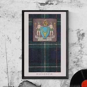 Mackenzie Tartan and Coat of Arms Vintage Poster (Digital Download)