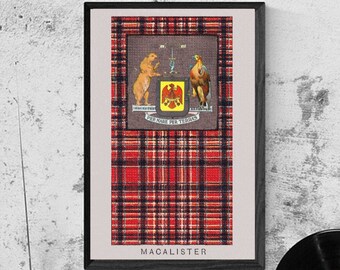 MacAlister Tartan and Coat of Arms Vintage Poster (Digital Download)
