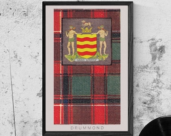 Drummond Clan Tartan and Coat of Arms Vintage Poster (Digital Download)