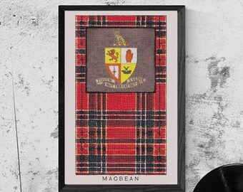 MacBean Tartan and Coat of Arms Vintage Poster (Digital Download)