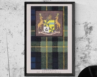 Campbell of Breadalbane Clan Tartan und Wappen Vintage Poster (Digital Download)